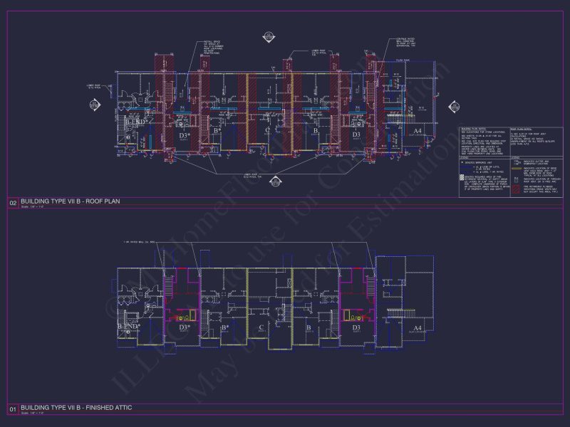 8-Unit Modern Craftsman Townhome Plan with Covered Porches & Bonus Rooms