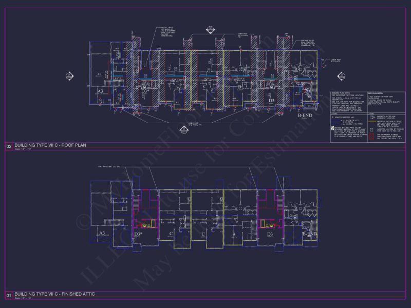 8-Unit Modern Craftsman Townhome Plan with Covered Porches & Bonus Rooms