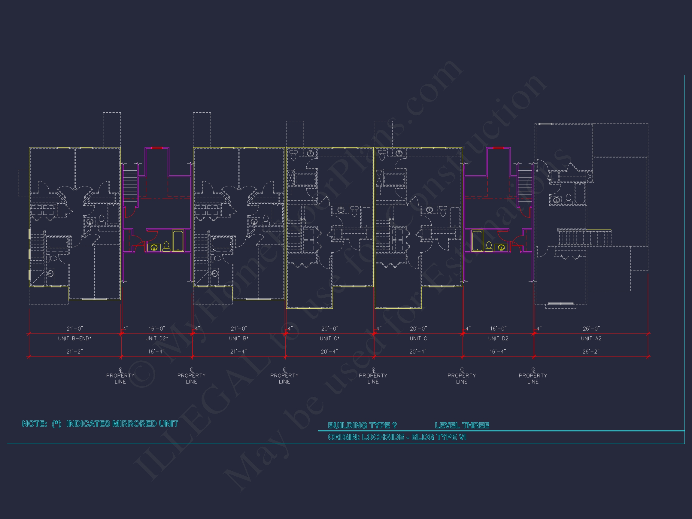 8-Unit Modern Craftsman Townhome Plan with Covered Porches & Bonus Rooms