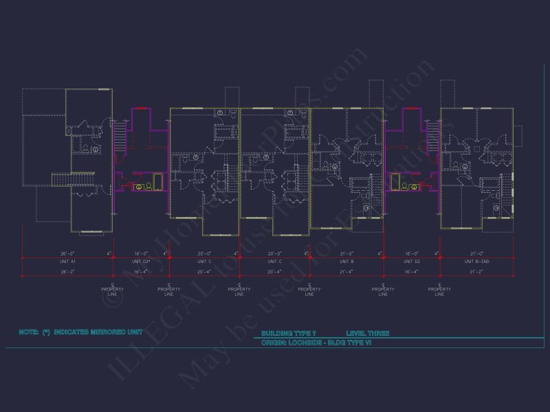 8-Unit Modern Craftsman Townhome Plan with Covered Porches & Bonus Rooms