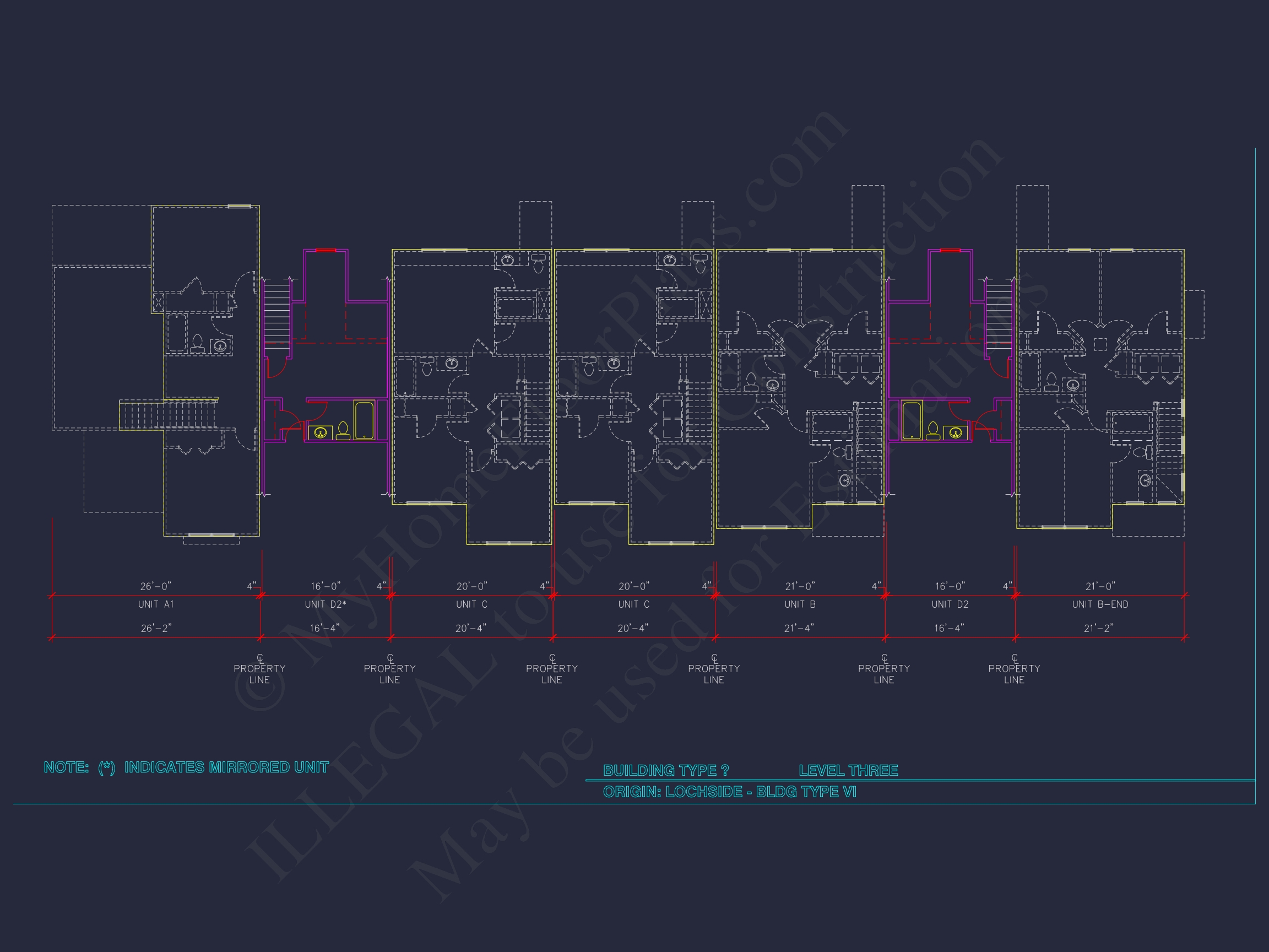 8-Unit Modern Craftsman Townhome Plan with Covered Porches & Bonus Rooms