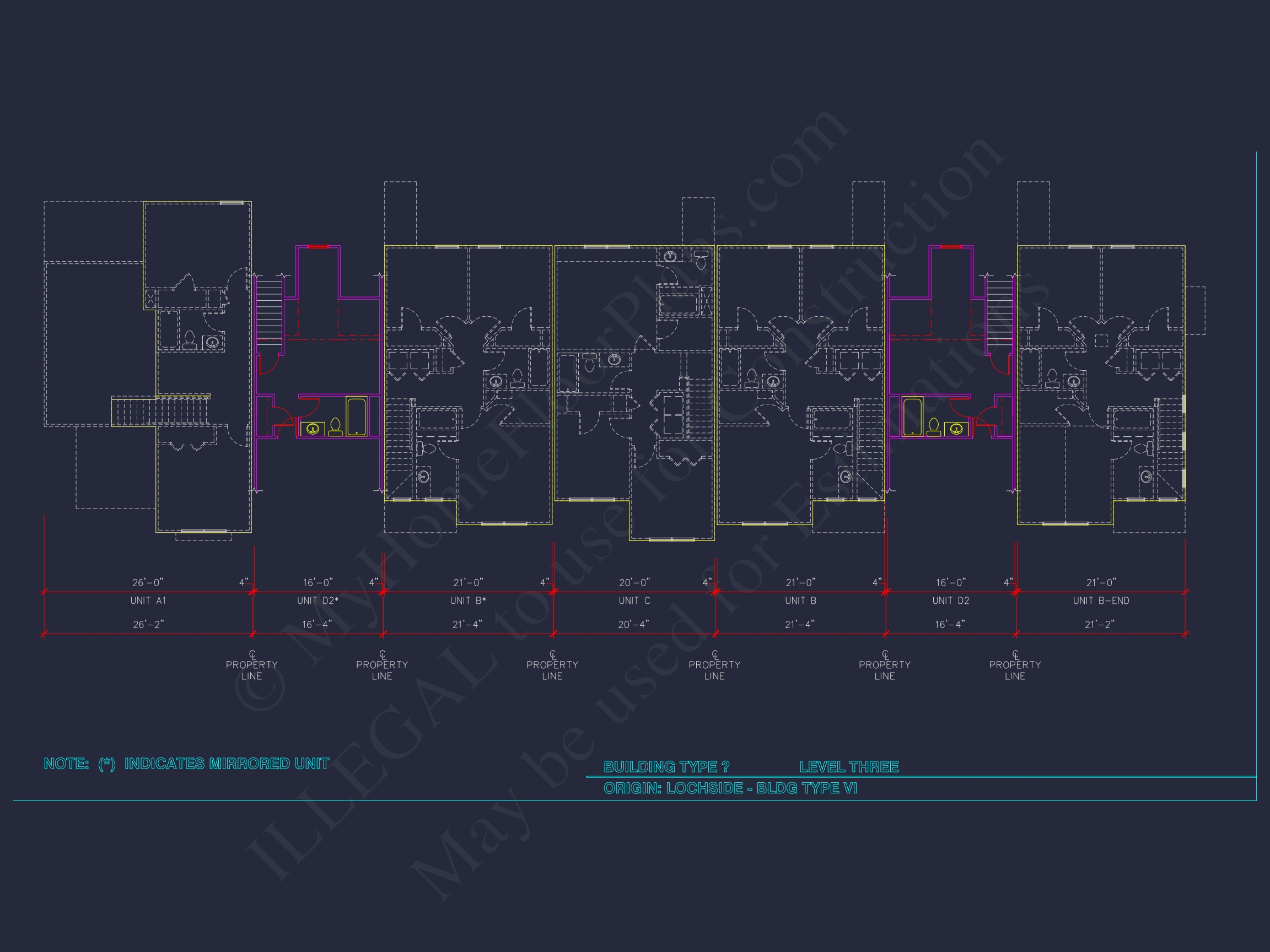 8-Unit Modern Craftsman Townhome Plan with Covered Porches & Bonus Rooms (76)