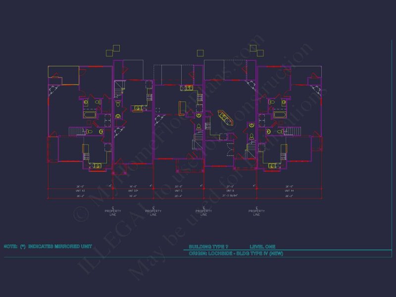 8-Unit Modern Craftsman Townhome Plan with Covered Porches & Bonus Rooms