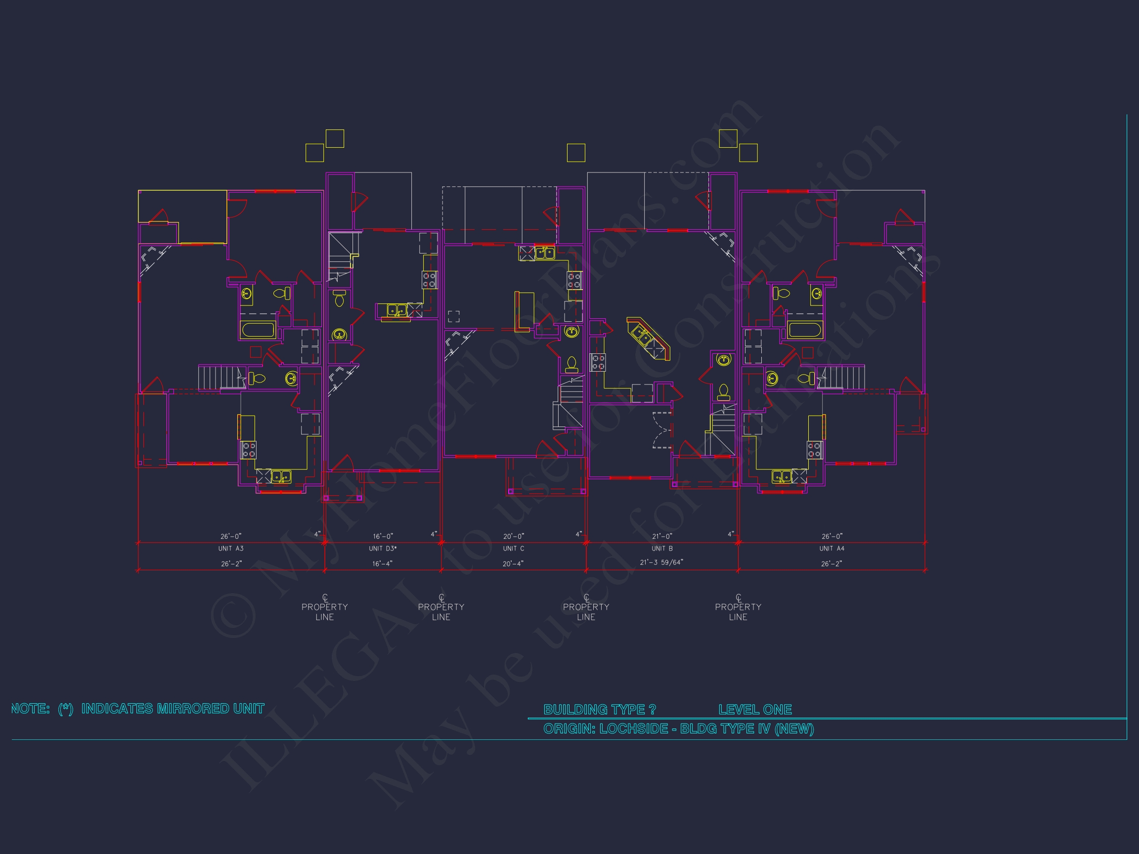 8-Unit Modern Craftsman Townhome Plan with Covered Porches & Bonus Rooms