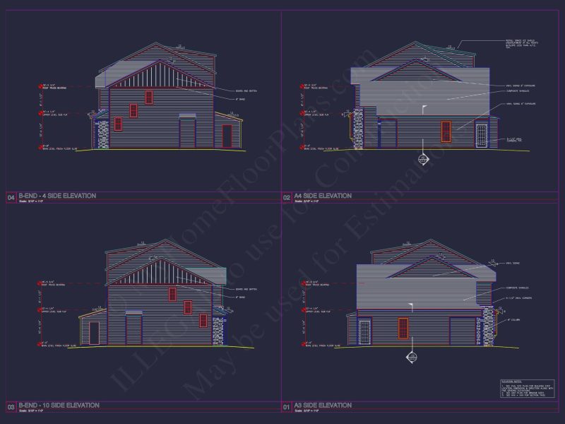 8-Unit Modern Craftsman Townhome Plan with Covered Porches & Bonus Rooms