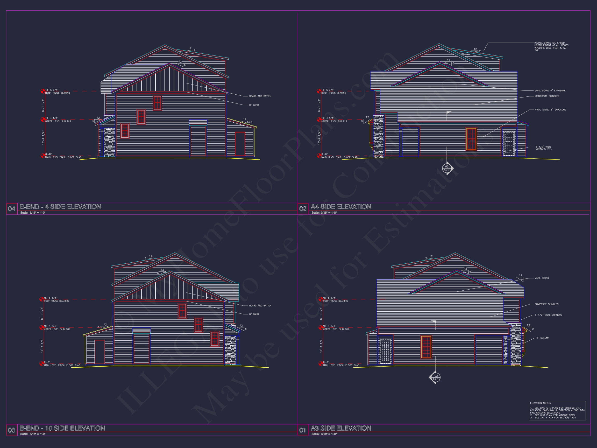 8-Unit Modern Craftsman Townhome Plan with Covered Porches & Bonus Rooms