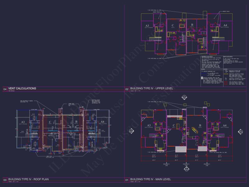 8-Unit Modern Craftsman Townhome Plan with Covered Porches & Bonus Rooms