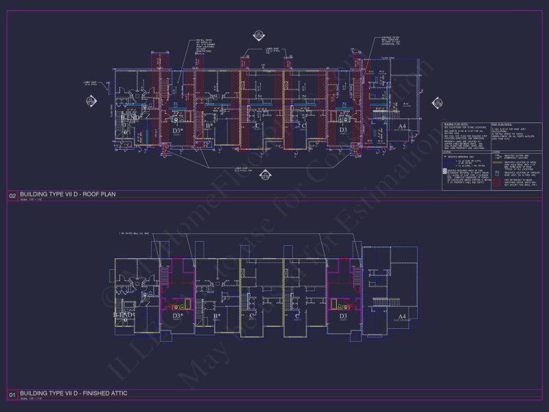 8-Unit Modern Craftsman Townhome Plan with Covered Porches & Bonus Rooms