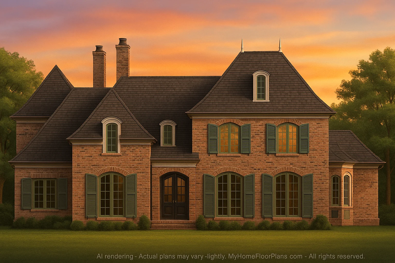 Luxury 2-Story House Plan with French Country Elegance