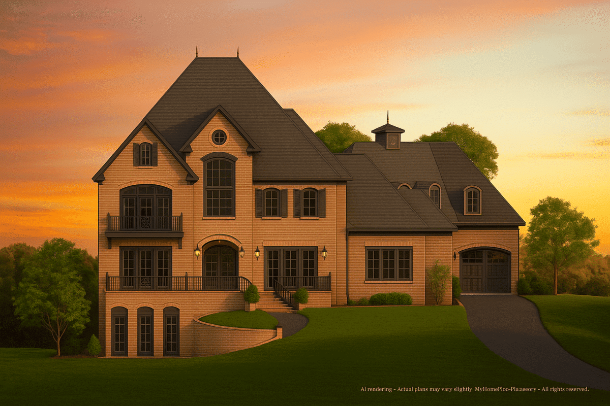Luxury French Provincial House Plan with 5 Bedrooms and Vaulted Ceilings