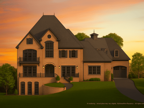 Luxury French Provincial House Plan with 5 Bedrooms and Vaulted Ceilings
