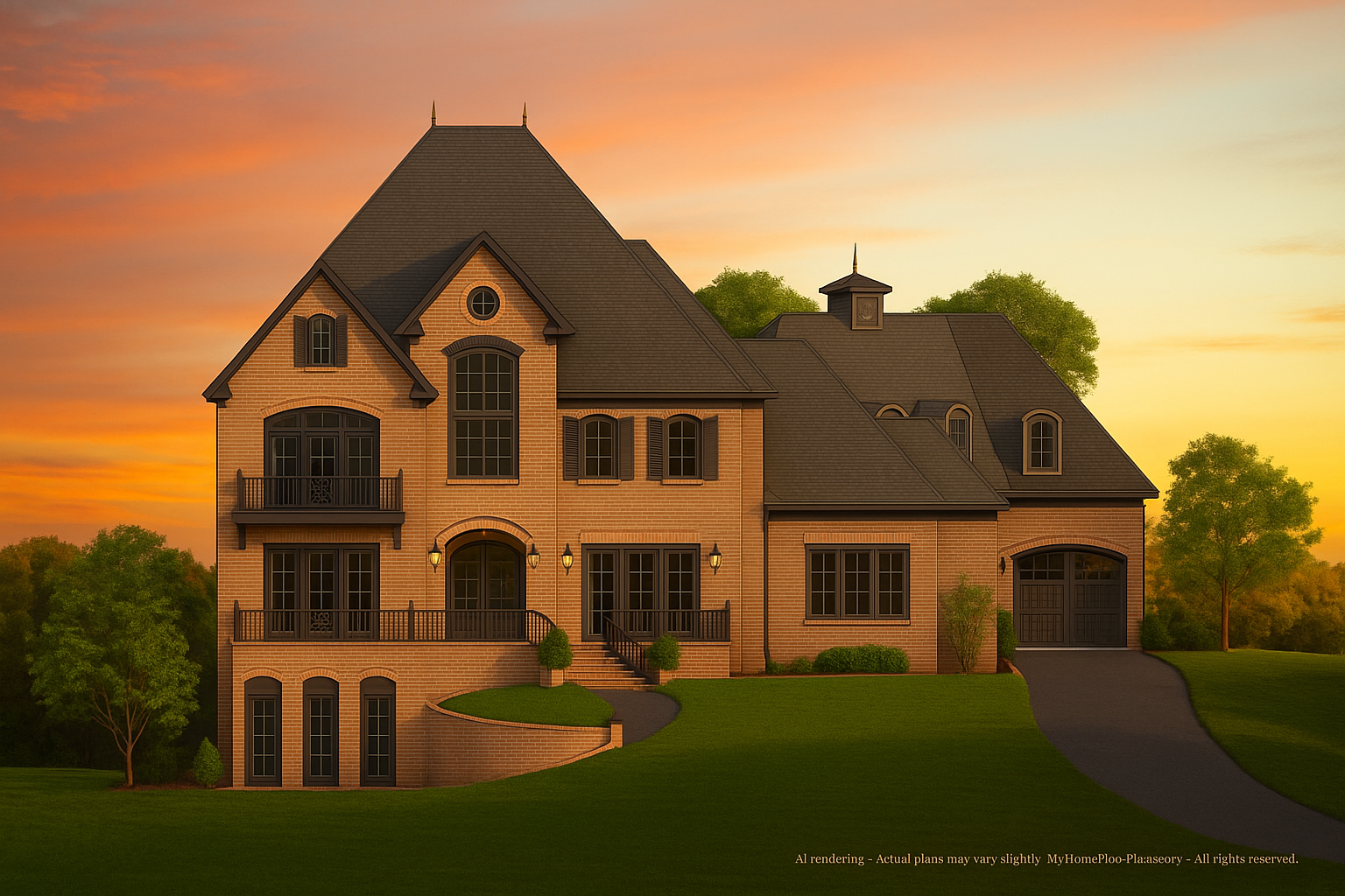 Luxury French Provincial House Plan with 5 Bedrooms and Vaulted Ceilings