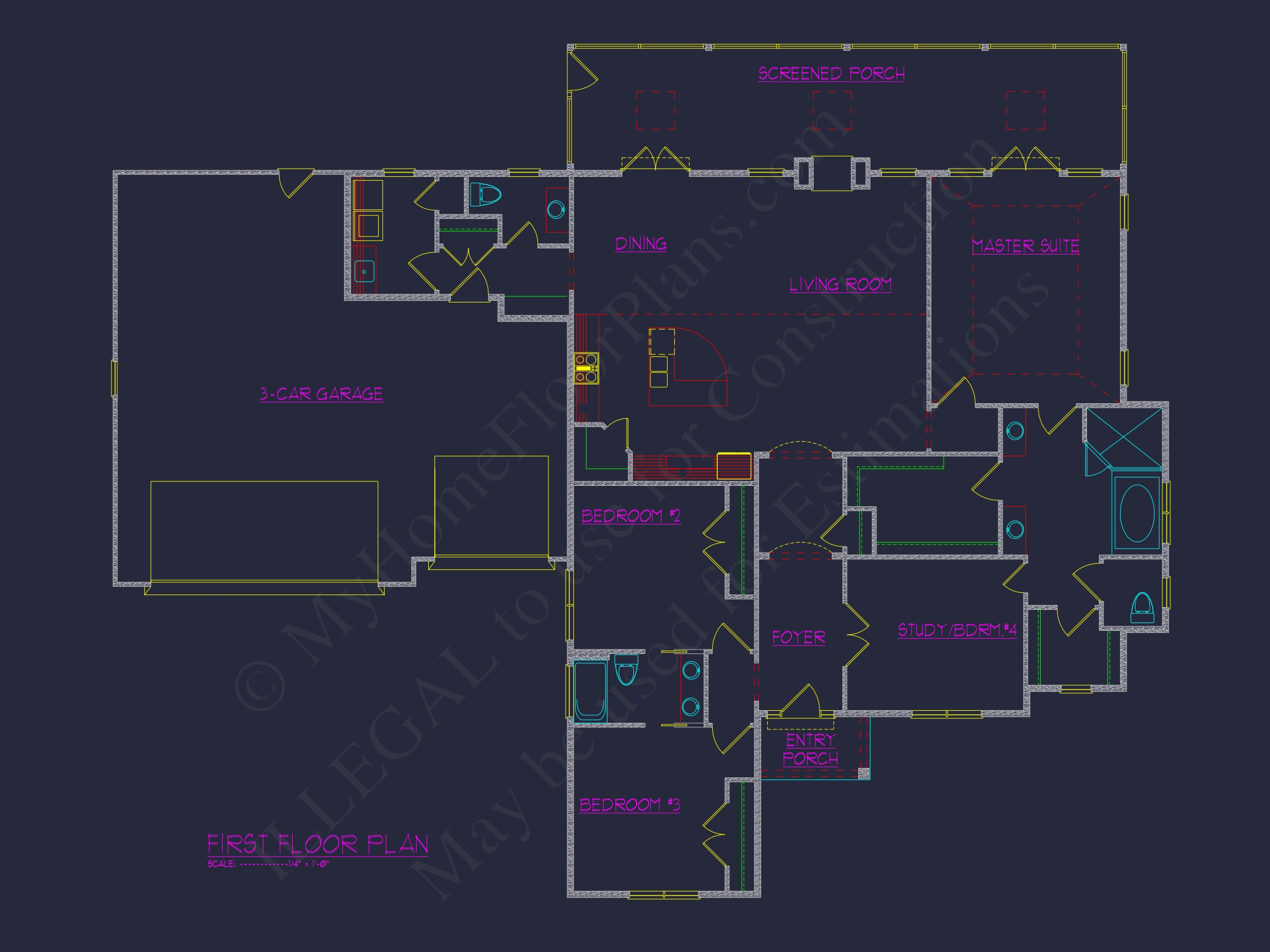 Single-Story Ranch House Plan with Open Layout and 3-Car Garage