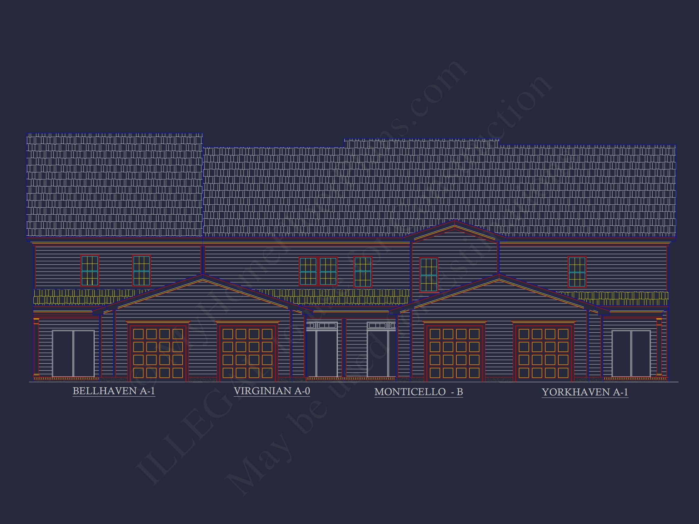 Colonial Revival Townhome CAD Floor Plan & Rear Entry Garage