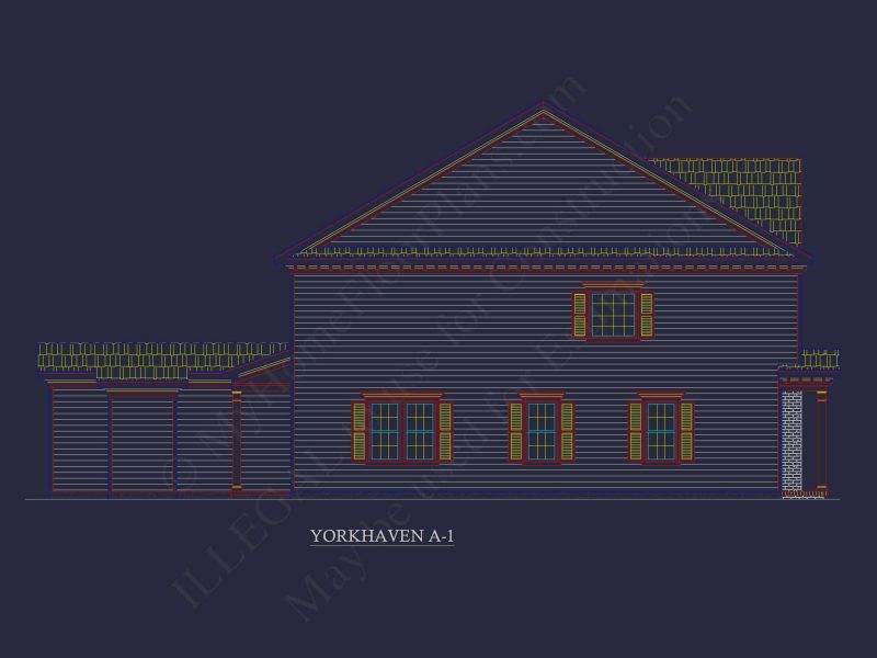 Colonial Revival Townhome CAD Floor Plan & Rear Entry Garage