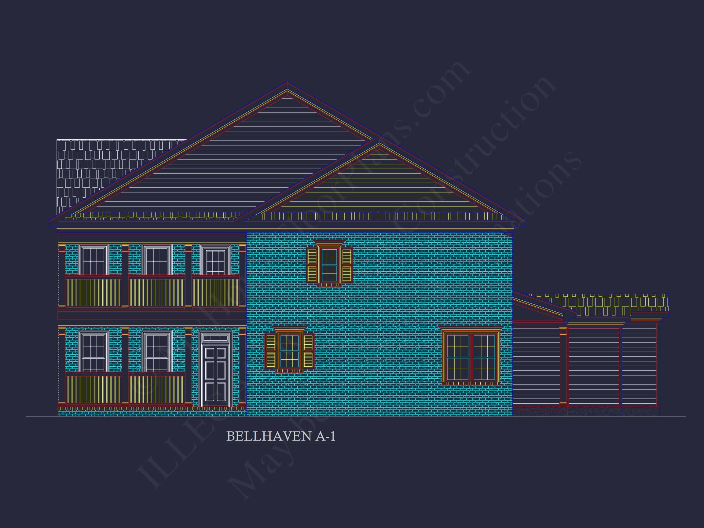 Colonial Revival Townhome CAD Floor Plan & Rear Entry Garage