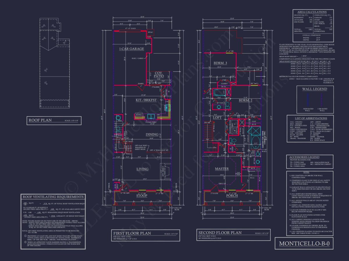 Colonial Revival Townhome CAD Floor Plan & Rear Entry Garage