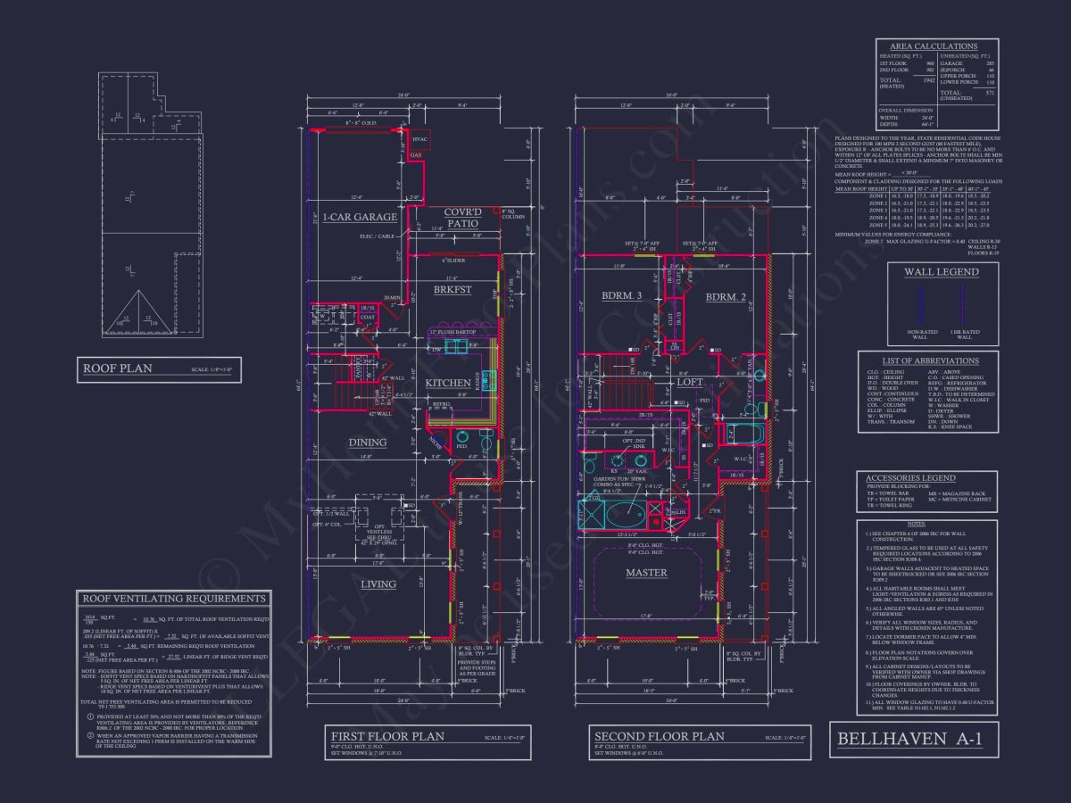 Colonial Revival Townhome CAD Floor Plan & Rear Entry Garage
