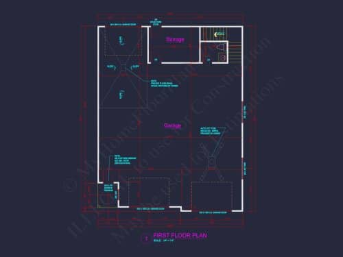 Modern Garage & Workshop Home Plan with 2 Floors in CAD