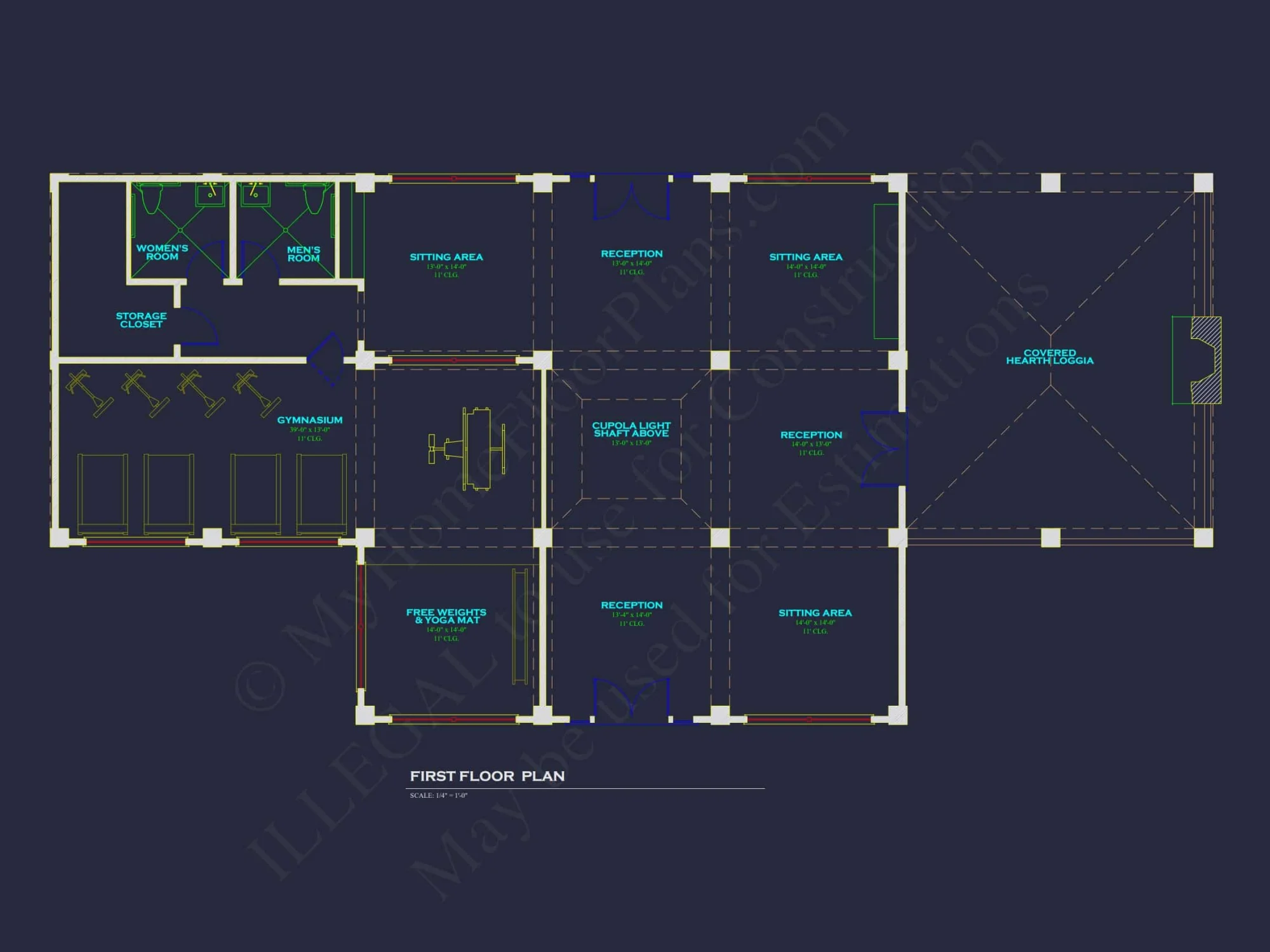 Modern Pool and Clubhouse Floor Plan with CAD Designs