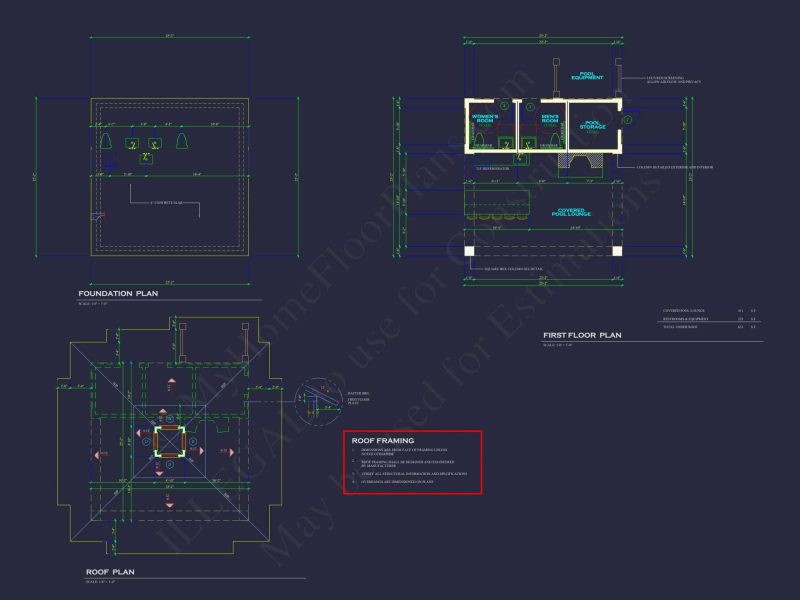 Modern Pool and Clubhouse Floor Plan with CAD Designs