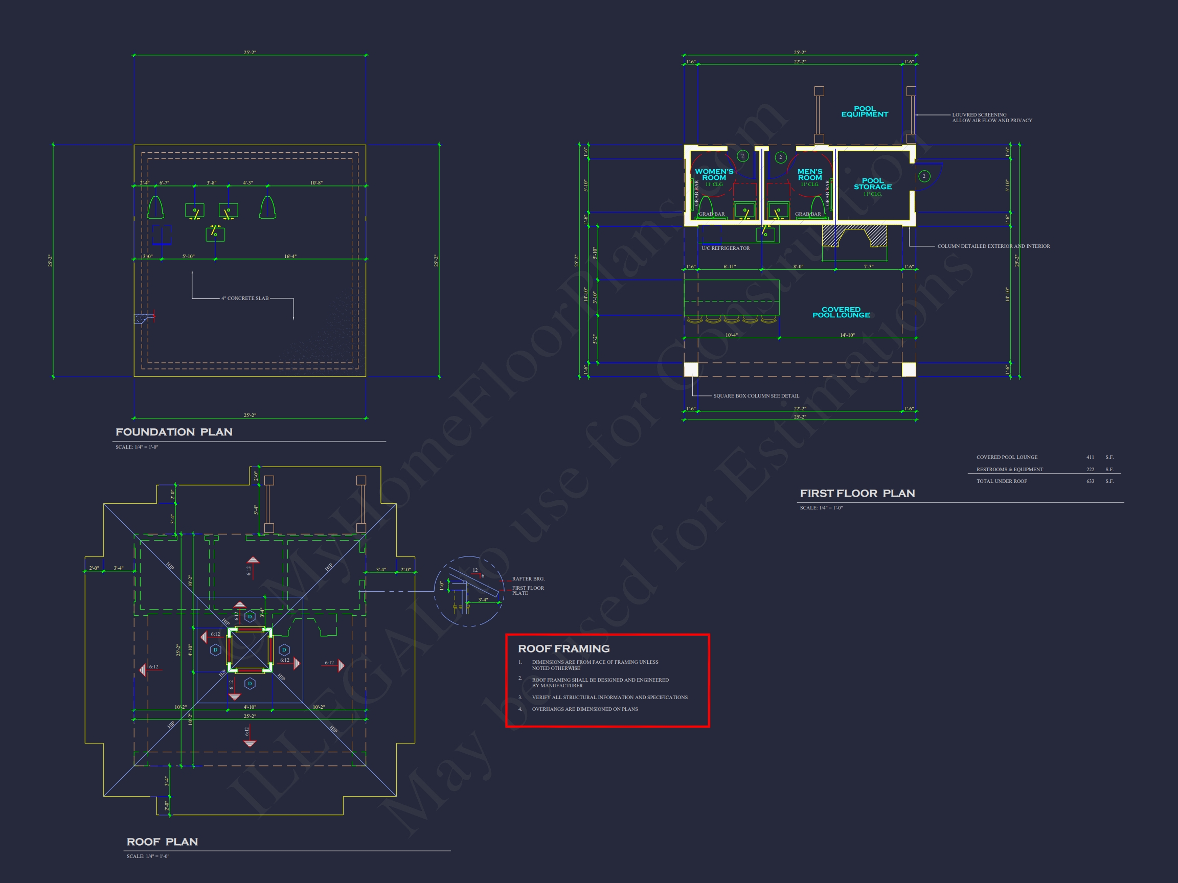 Modern Pool and Clubhouse Floor Plan with CAD Designs
