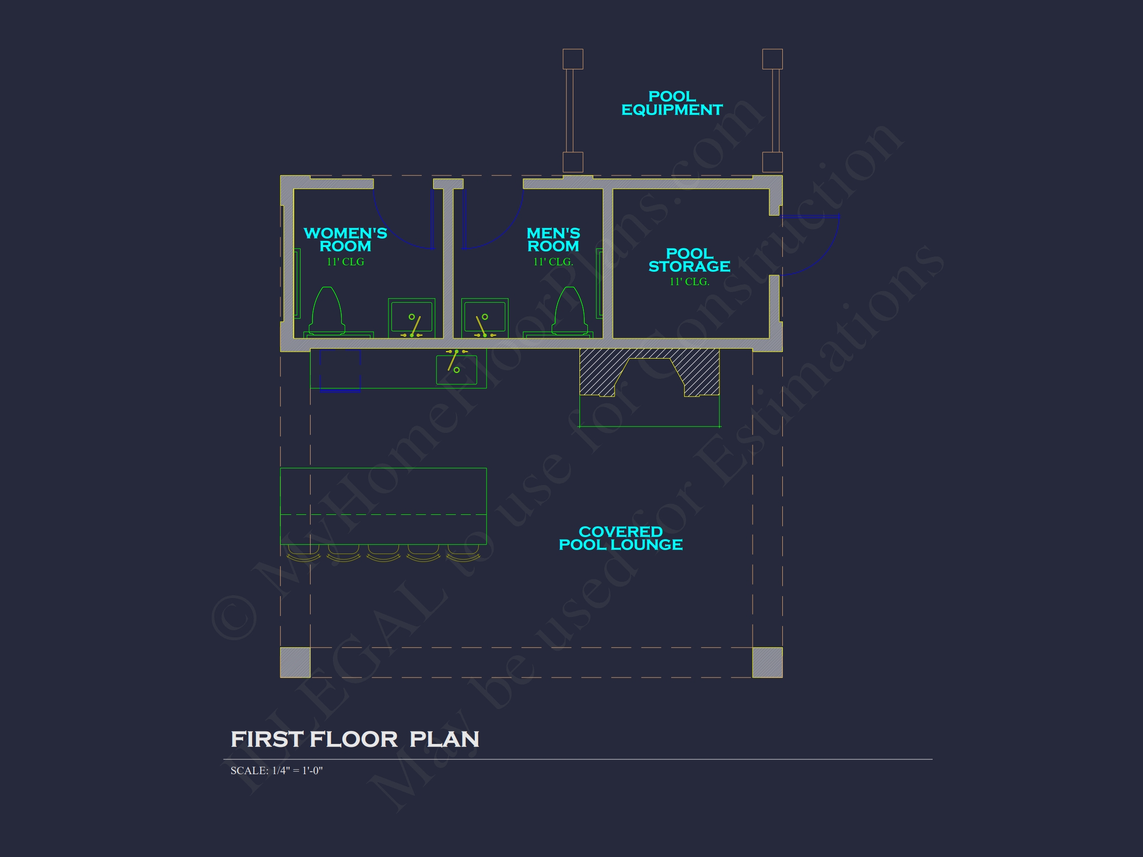 Modern Pool and Clubhouse Floor Plan with CAD Designs (4)