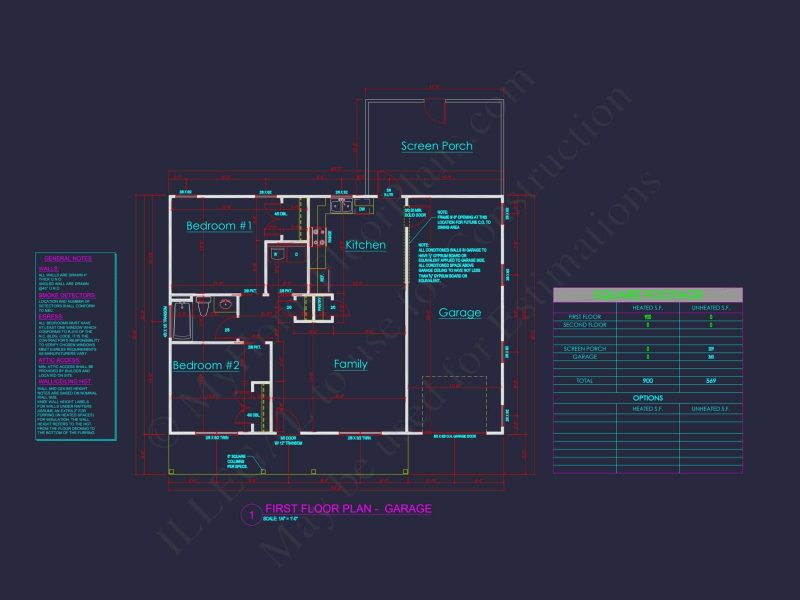 Efficient Small Home Plan with Garage – Floor Plan CAD & Designs