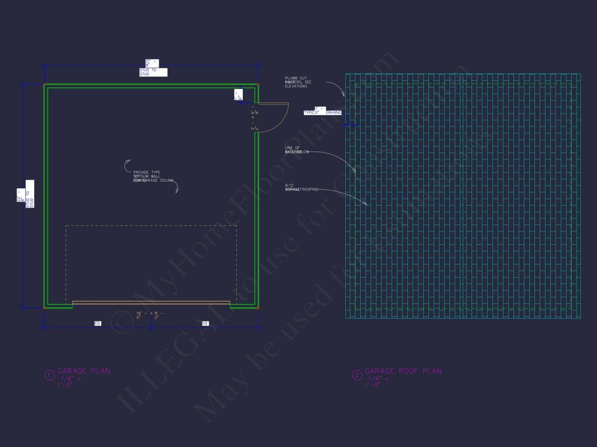 Garage & Workshop House Plan with CAD Blueprints and Designs
