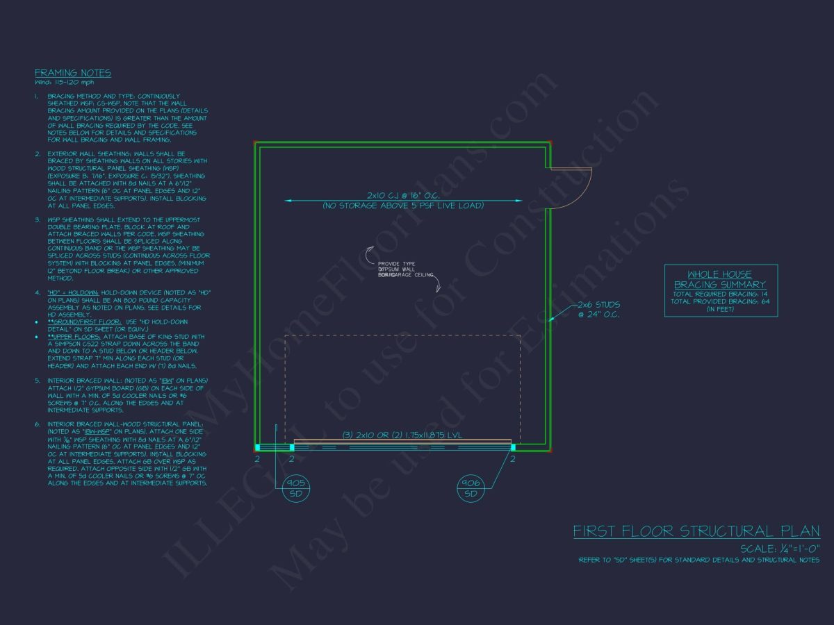 Garage & Workshop House Plan with CAD Blueprints and Designs