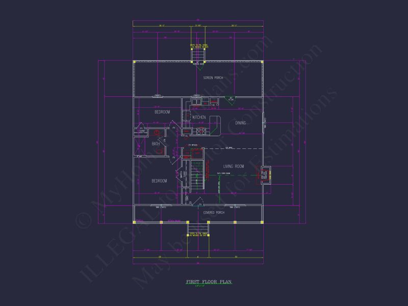Elegant Home Plan & Floor Design 2-Bedroom Classic Blueprint