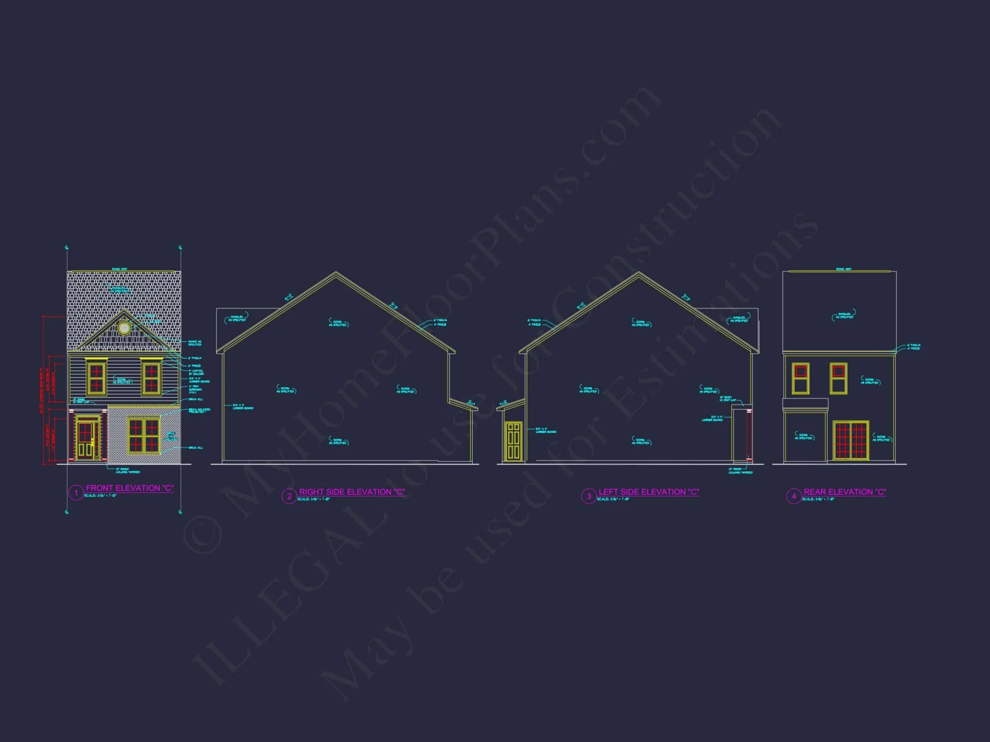 Modern 2-Story Townhome Floor Plan with Open Layout and CAD Blueprints