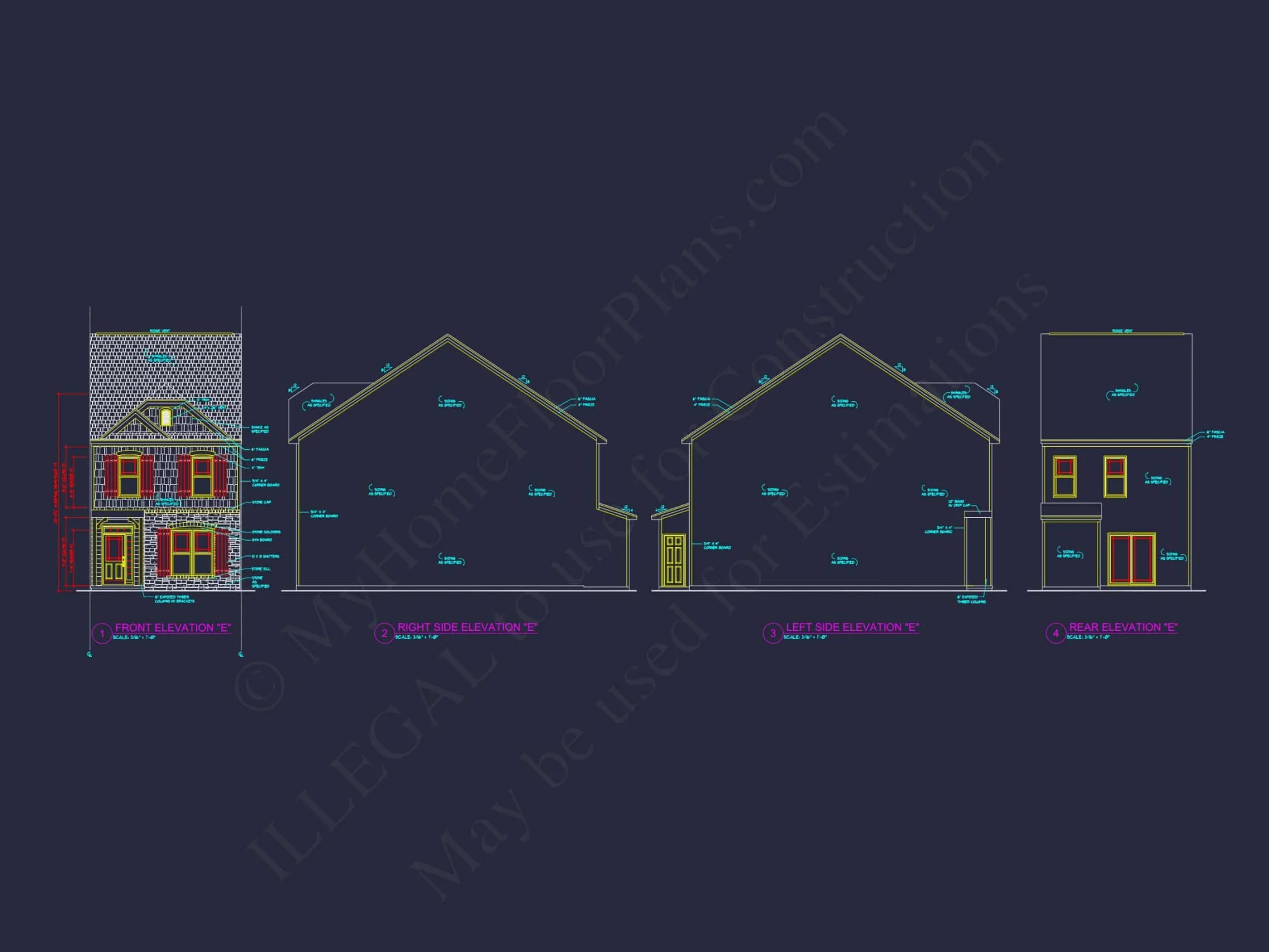 Modern 2-Story Townhome Floor Plan with Open Layout and CAD Blueprints