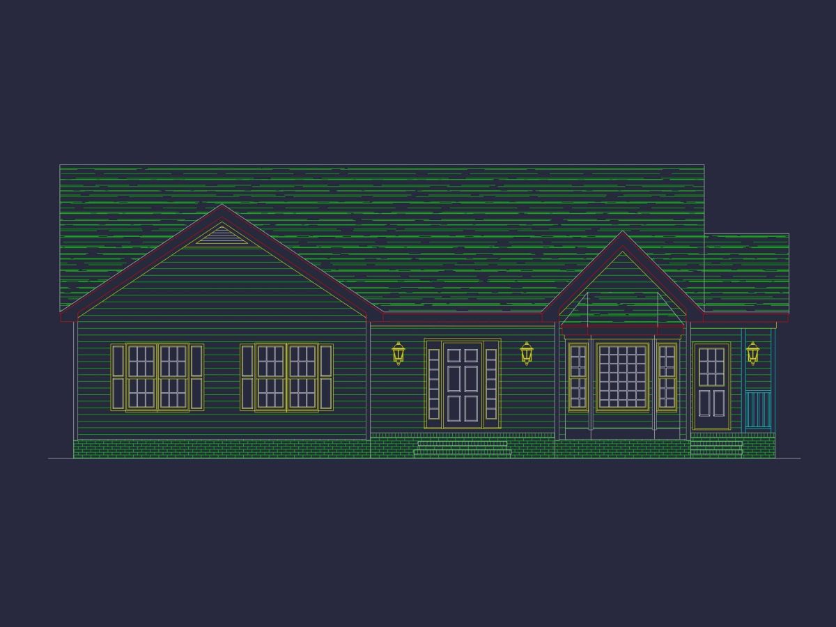Traditional Home Plan Functional One-Story Layout with CAD Blueprints