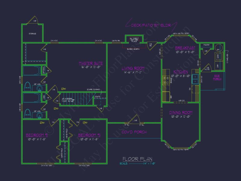 Traditional Home Plan Functional One-Story Layout with CAD Blueprints