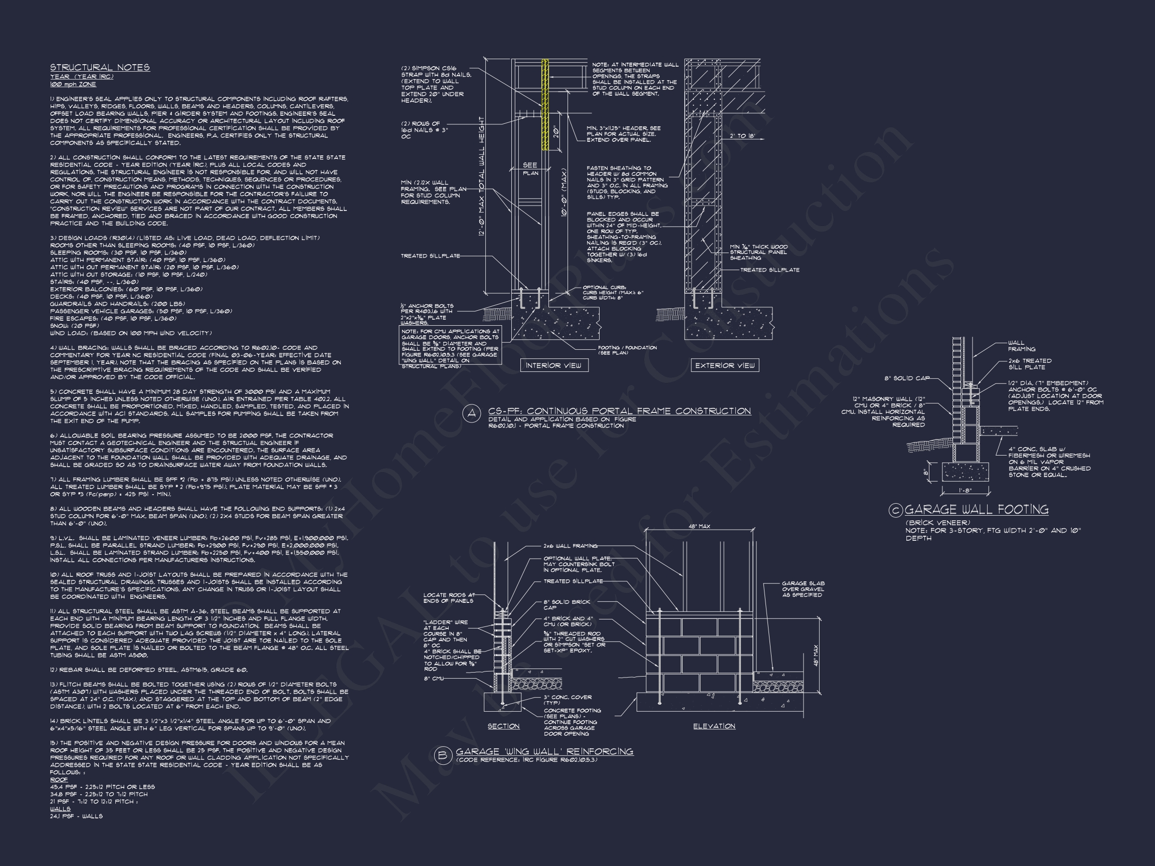 Modern Suburban Garage Plan and Blueprint for House Design