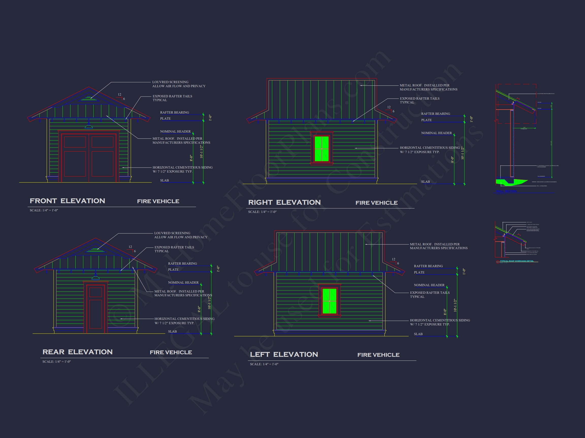 Small Garage Floor Plan for EMS or Fire Vehicle Compact Architectural Blueprint