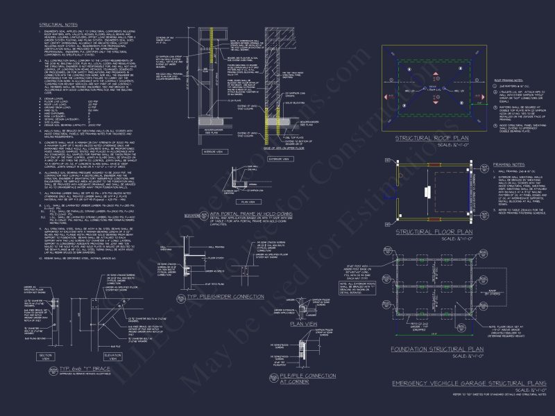 Small Garage Floor Plan for EMS or Fire Vehicle Compact Architectural Blueprint