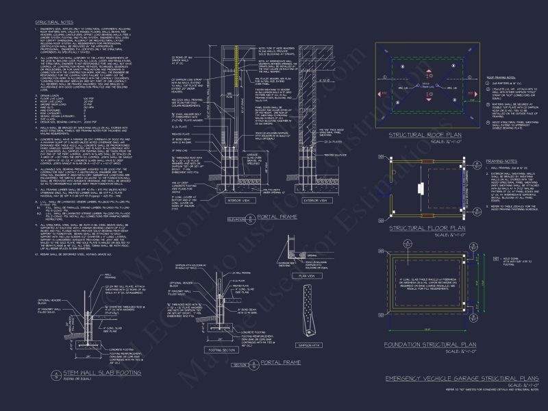 Small Garage Floor Plan for EMS or Fire Vehicle Compact Architectural Blueprint