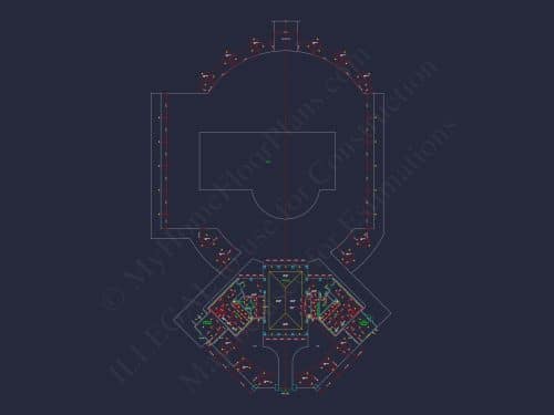 Clubhouse Floor Plan with Pool Pavilion and Craftsman Architectural Style
