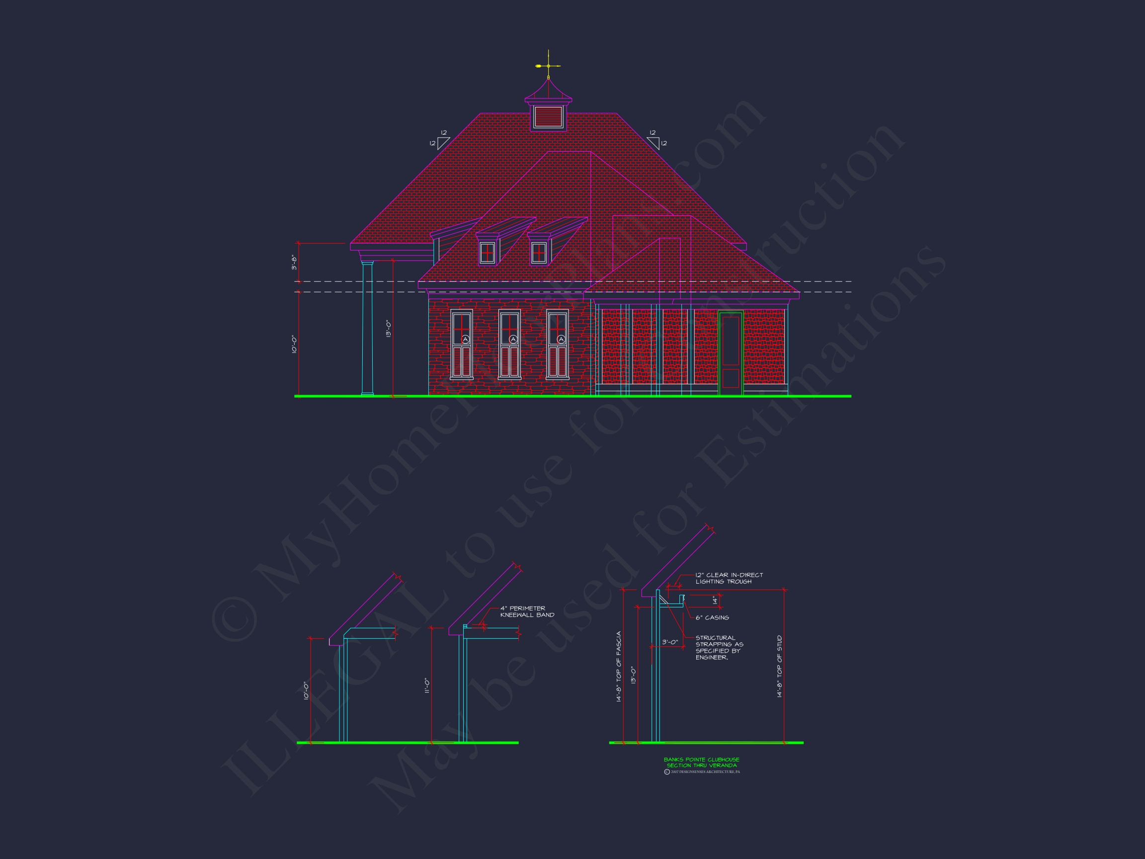 Clubhouse Floor Plan with Pool Pavilion and Craftsman Architectural Style