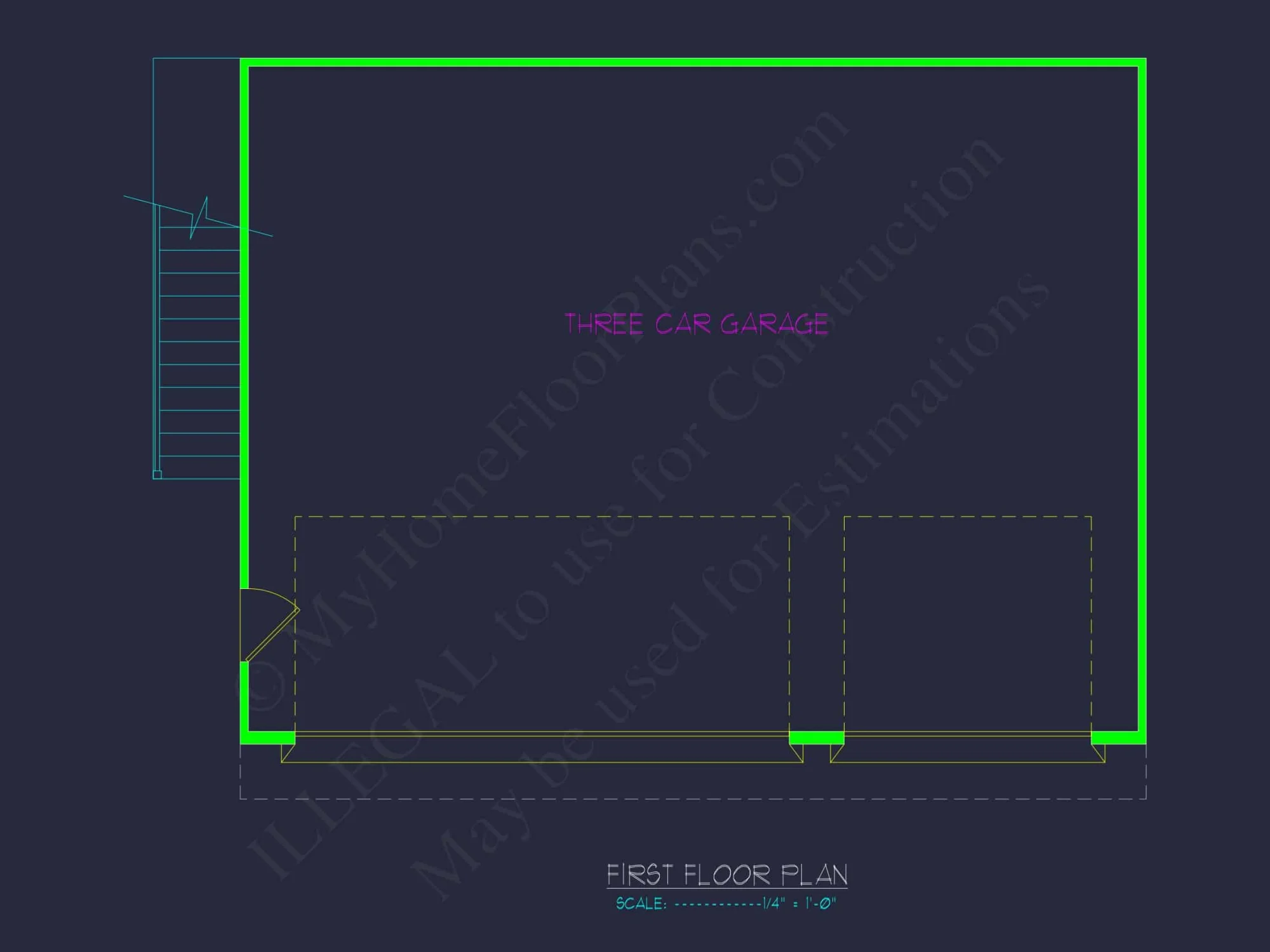 Custom Garage with Living Space – Functional CAD Floor Plan