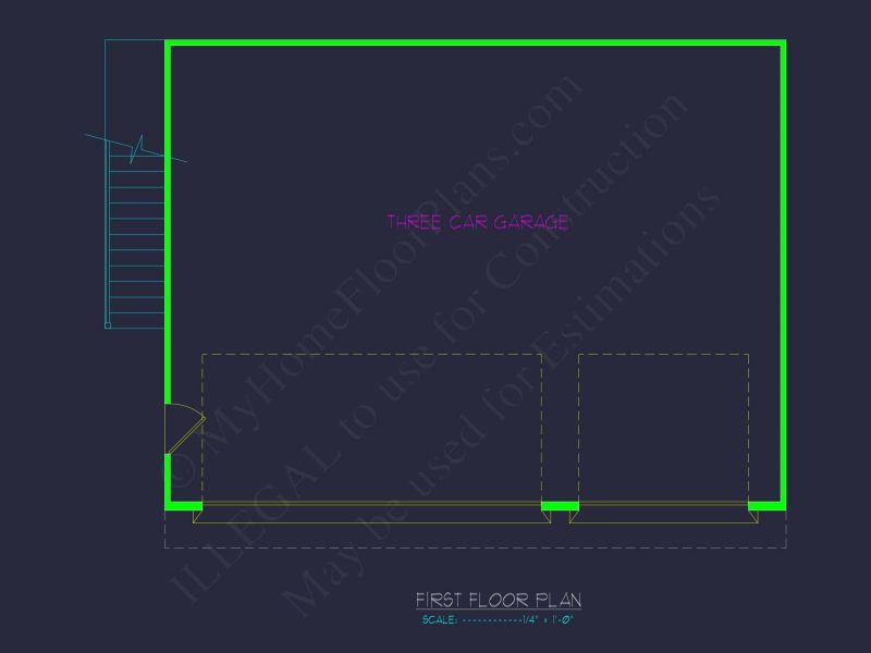 Custom Garage with Living Space – Functional CAD Floor Plan