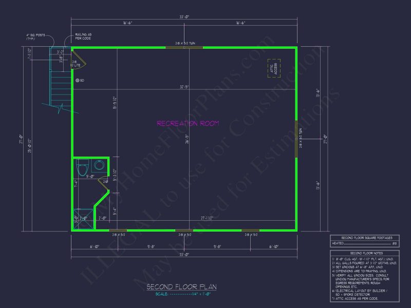 Custom Garage with Living Space – Functional CAD Floor Plan