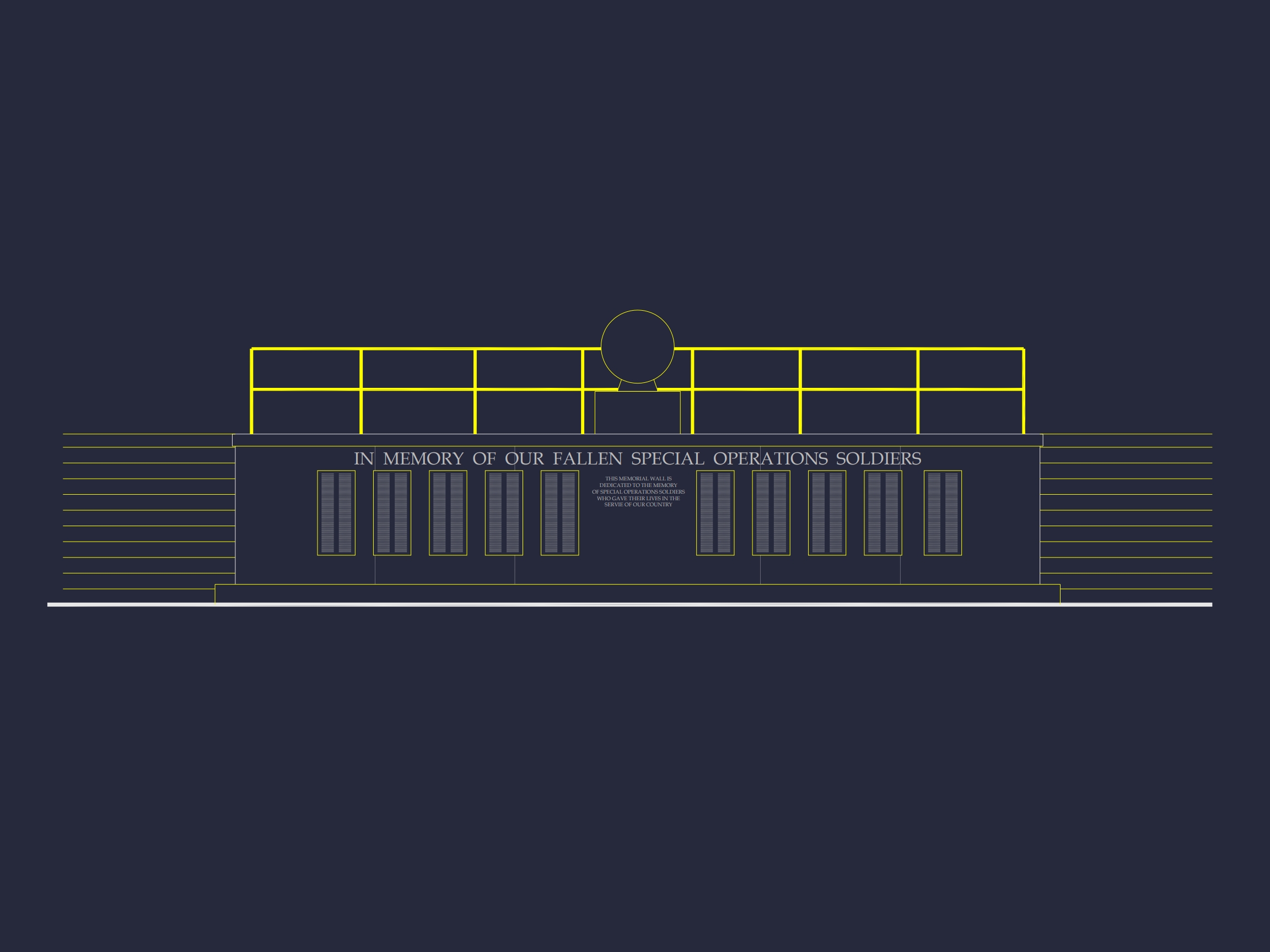 Memorial Wall CAD Design with Detailed Architectural Blueprints