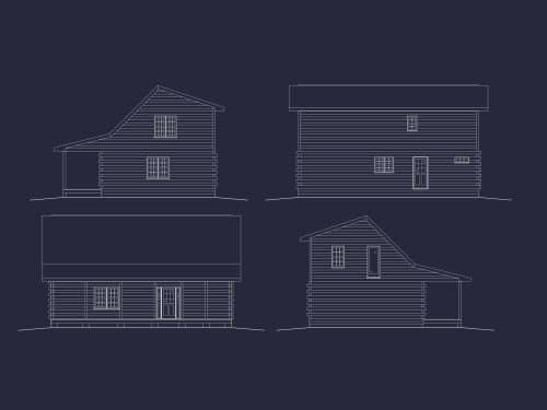 Charming Log Cabin House Plan with Open Floor Design and CAD Blueprints