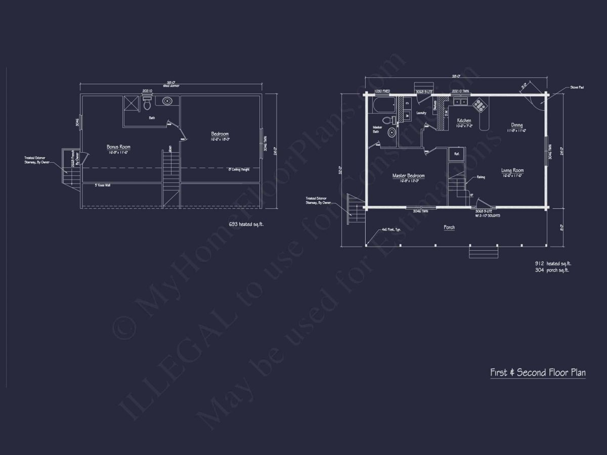 Charming Log Cabin House Plan with Open Floor Design and CAD Blueprints