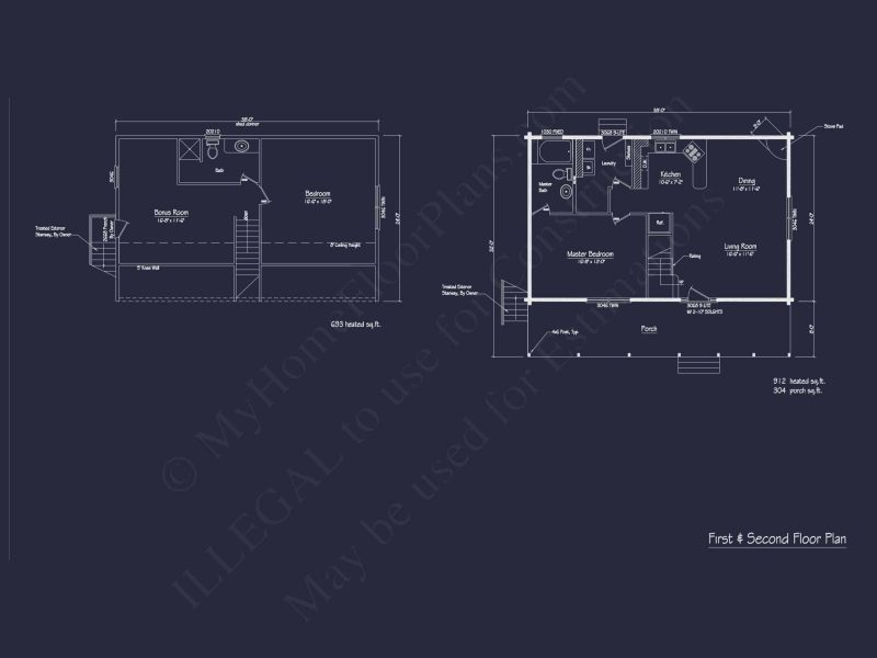 Charming Log Cabin House Plan with Open Floor Design and CAD Blueprints