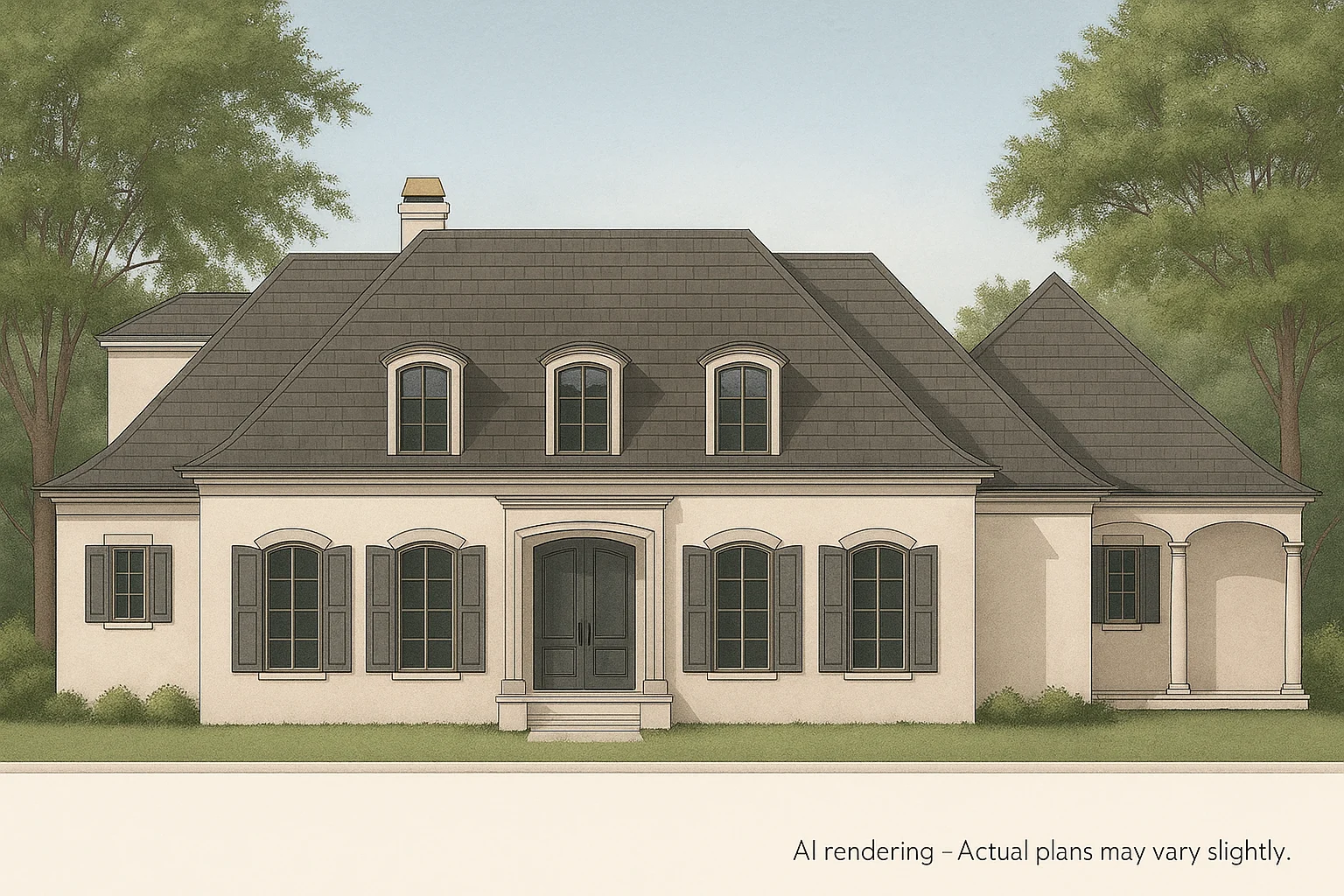French Country 2-Story House Plan with 4 Bedrooms & Elegant Blueprint