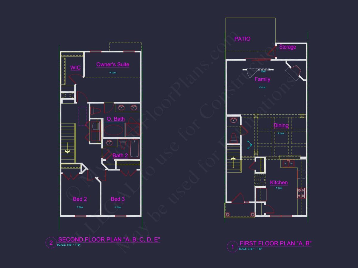 Charming Townhome Floor Plan with CAD & Blueprint Designs